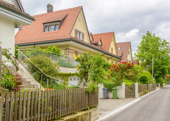 A perfect neighborhood. Houses in suburb at Spring in the Zurich, Switzerland.
