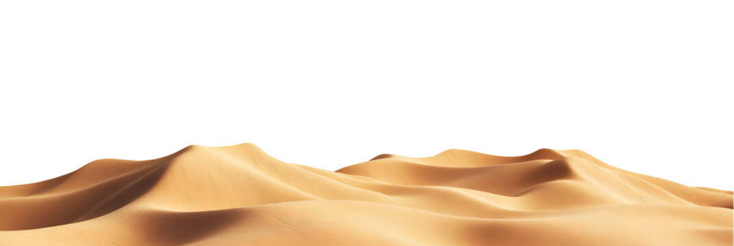 Collection set of desert dunes isolated on transparent or white background, png