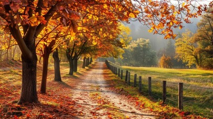 Autumnal Pathway Through a Golden Canopy