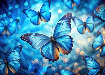Graceful blue butterfly background template designed for funerals, healing services, awards, diplomas, and invitations. Provides a calming atmosphere for remembrance and celebration of lifeâ€™s milest
