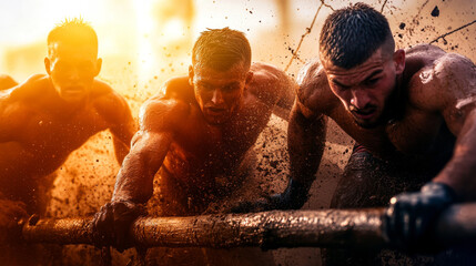 Intense Teamwork: Overcoming Challenges in Muddy Obstacle Course Training