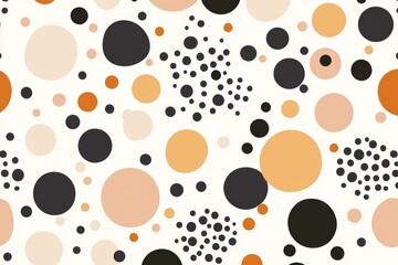 Fototapeta premium Hand-drawn dots in various sizes, scattered randomly on a soft blush background to form a playful seamless pattern