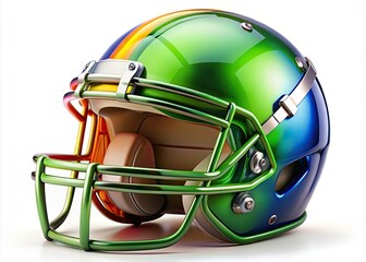 Naklejka premium High-quality football helmet, isolated against a white background, emphasizes sports equipment safety concepts, showcasing protection and innovation for players on the field.
