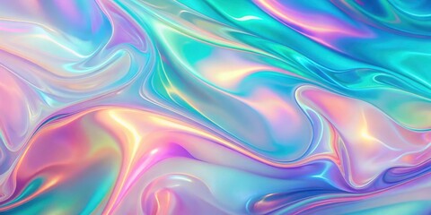 Abstract Holographic Pattern with Vibrant Color Swirls and Shimmering Effects