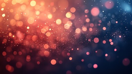 Abstract bokeh background with warm red and orange lights blending into deep blues, creating a festive and magical atmosphere.