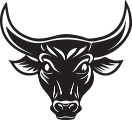 Obraz premium Bull head logo in vector silhouette, characterized by a clean and bold design, emphasizing its strong features