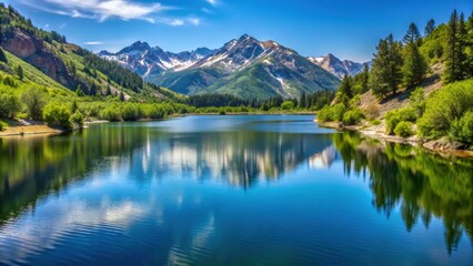 Beautiful alpine lake surrounded by the breathtaking Wasatch mountains in Salt Lake, Utah, USA, scenic, landscape