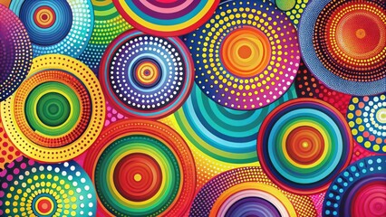 Fototapeta premium Vibrant and Abstract Circular Design Featuring Multiple Overlapping Concentric Circles with Colorful Dotted Patterns