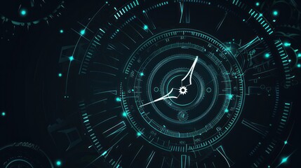 Obraz premium Futuristic Clock with Cyan Glow