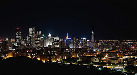 city skyline at night