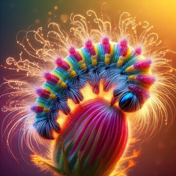 illustrazione macro di un bruco arcobaleno