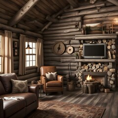 design di interni di una baita di montagna