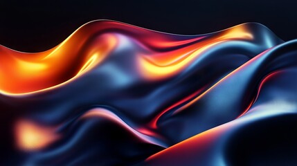 Neon Lights on Black Silk Satin Background. AI generated illustration