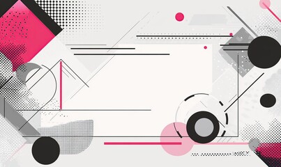 Obraz premium Abstract Geometric Shapes Pattern in Pink, Black, and Grey Colors with White Background