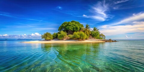 A beautiful small island by the beach with shallow waters ideal for walking across , island, beach, water, low tide, walking