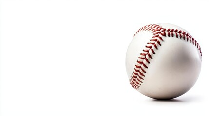 a baseball ball clipart, sports object, photorealistic, white with red stitching, isolated on white background