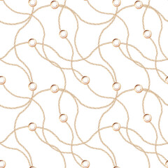 Seamless pattern of tangled chains and rings on a white background. Watercolor illustration for gift wrap design, fabric printing, window dressing and screensavers