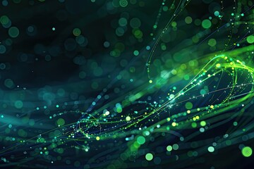Fototapeta premium A mesmerizing abstract background featuring vibrant green and blue lights dancing in swirling patterns, ideal for technology themes.