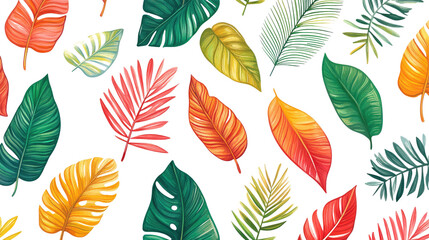 Fototapeta premium colorful tropical leaves transparent background
