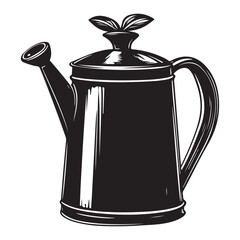 Watering Can Silhouette Clipart Vector Illustration on a White Background
