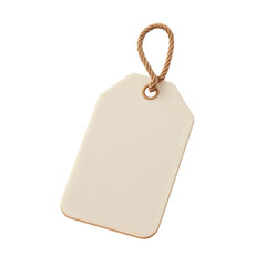 white blank price tag 3d render icon isolated on transparent background cutout