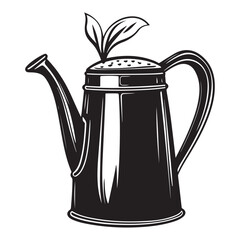 Watering Can Silhouette Clipart Vector Illustration on a White Background