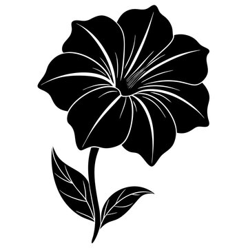 black flower silhouette on white background clip art preview