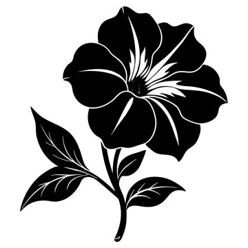 black flower blossom stem leaves clip art preview