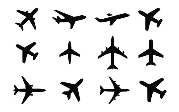 Airplane icon set vector on white background 