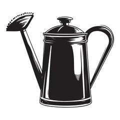 Watering Can Silhouette Clipart Vector Illustration on a White Background