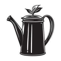 Watering Can Silhouette Clipart Vector Illustration on a White Background