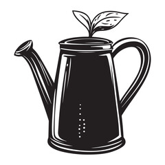 Watering Can Silhouette Clipart Vector Illustration on a White Background