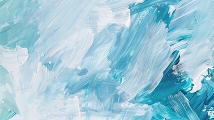 Abstract Turquoise and White Brushstroke Painting
