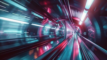 Hyperloop pod zooming through a transparent tunnel