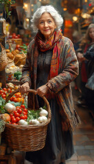 Elder Woman Shopping  Vegatables