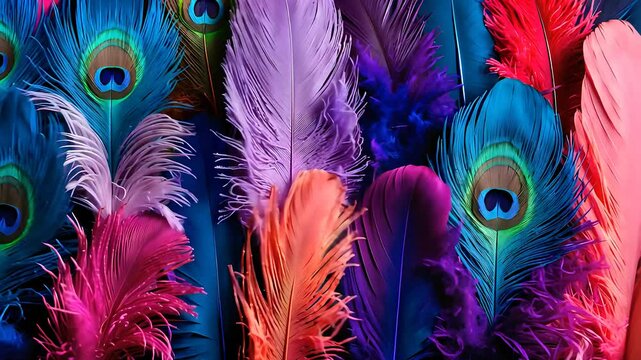 Peacock Feathers with Vibrant Multicolored Patterns