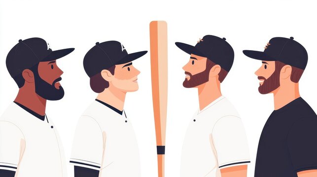 a baseball lineup card clipart, game plan, flat vector, simple and clean, isolated on white background