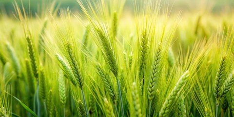 Spikelets of green brewing barley in a lush field, barley, spikelets, green, brewing, crop, agriculture, plants, fresh