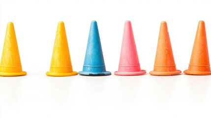 a baseball practice cone clipart, training equipment, bright colors, isolated on white background