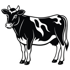 Brown Swiss cow vector silhouette.