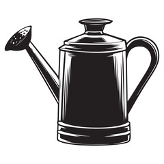 Watering Can Silhouette Clipart Vector Illustration on a White Background