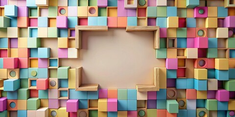 Fototapeta premium Abstract block background with geometric shapes, abstract, block, background, geometric, shapes, design,texture, pattern