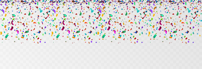 Vector confetti png. Confetti falls from the sky. Glittering confetti on a transparent background. Holiday, birthday.
