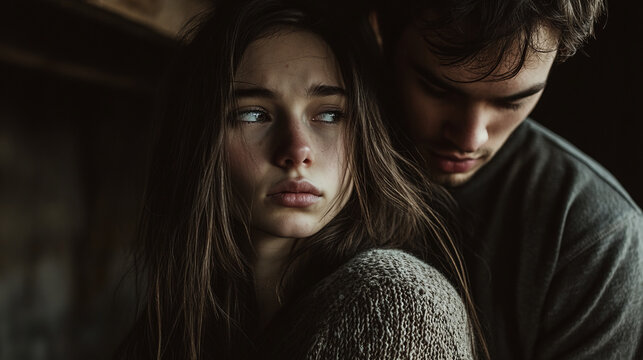  She clings to him, and he protects her with his warmth, their closeness emphasizes confidence in each other.