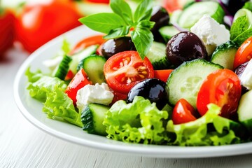 Enjoy a vibrant Mediterranean salad loaded with fresh flavors and colorful ingredients