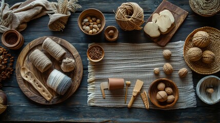 Artisanal Flat Lay of Handmade Natural Crafts