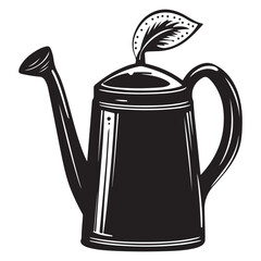 Watering Can Silhouette Clipart Vector Illustration on a White Background