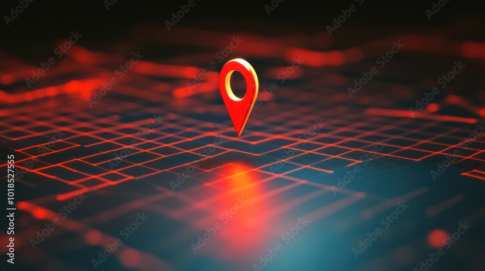 Poster a sleek 3d representation of a navigation symbol featuring a directional arrow and location marker, 