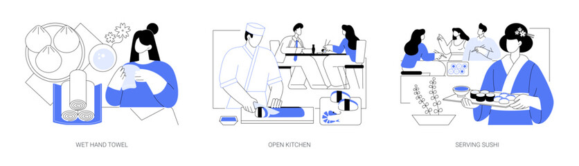 Japanese restaurant isolated cartoon vector illustrations se