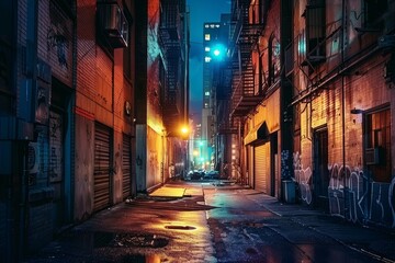Dim Alleyway in Cyberpunk Night
